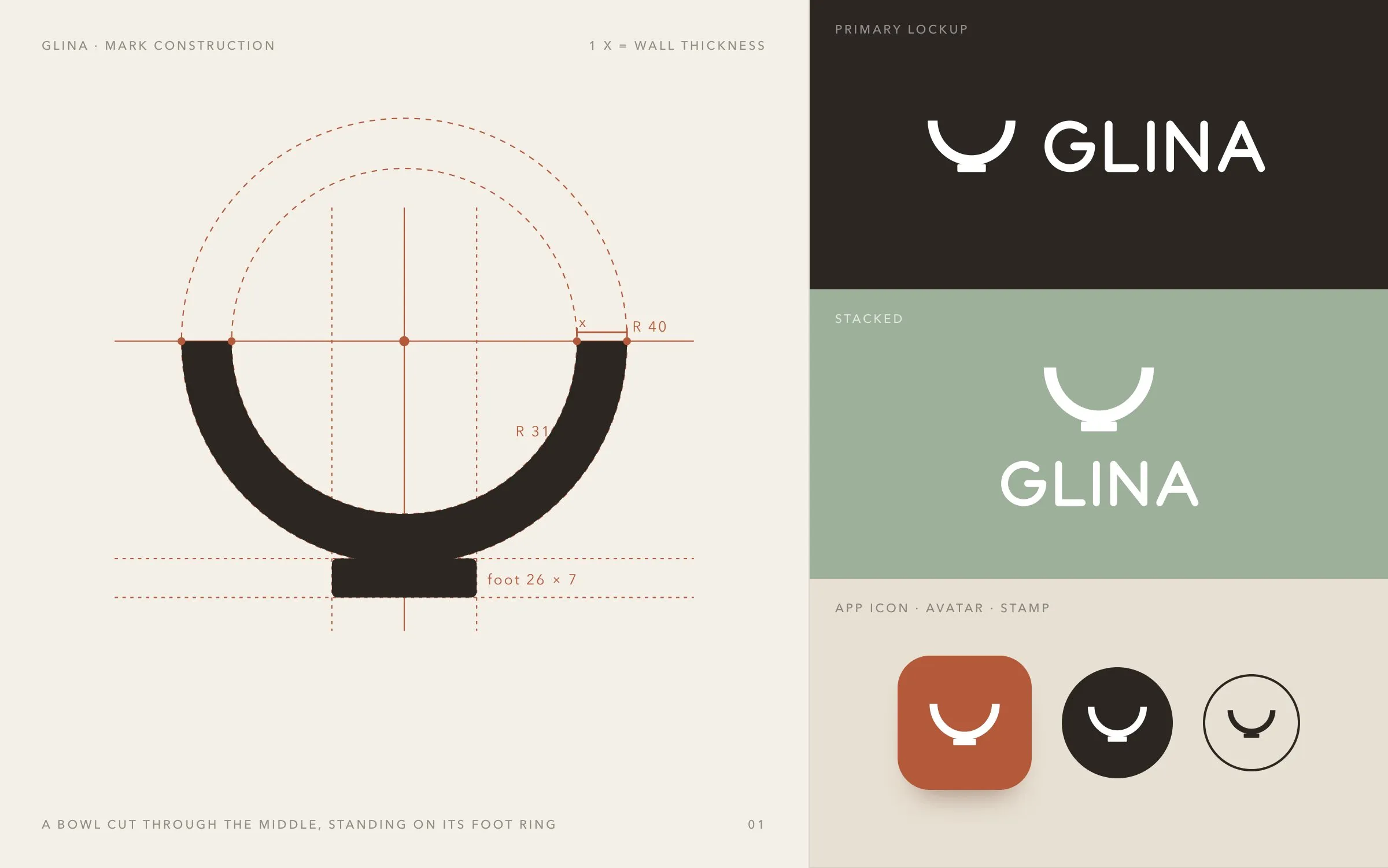 GLINA: A mark drawn from a bowl in section