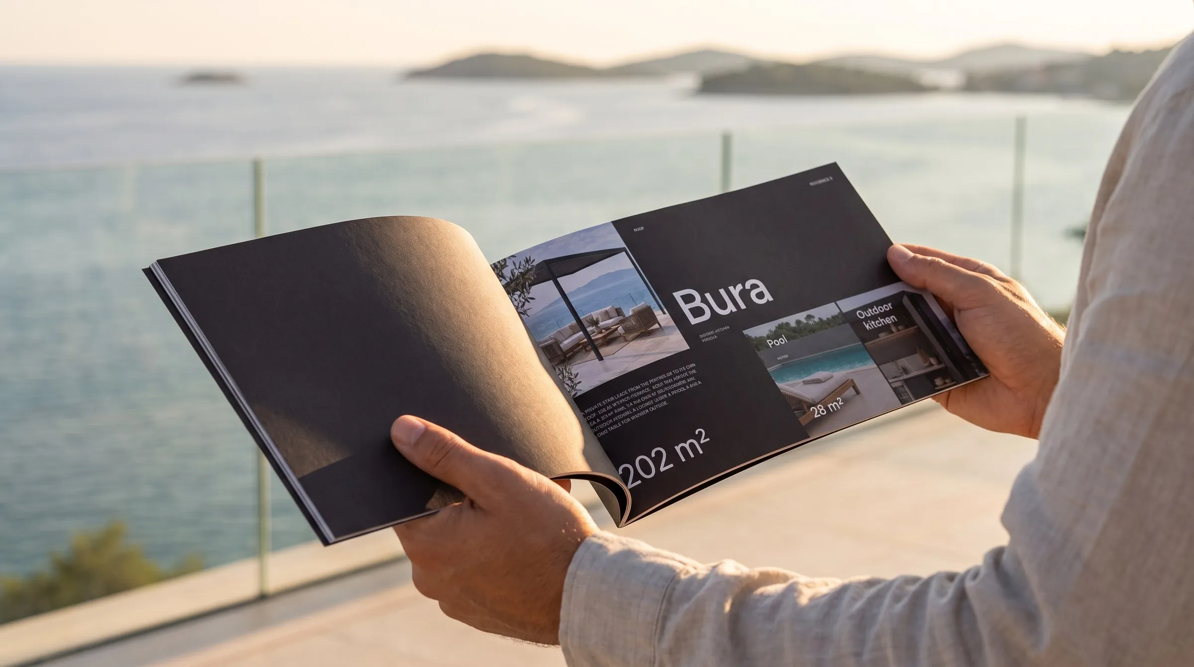 Bura, the penthouse — a private roof terrace with a pool and an outdoor kitchen.