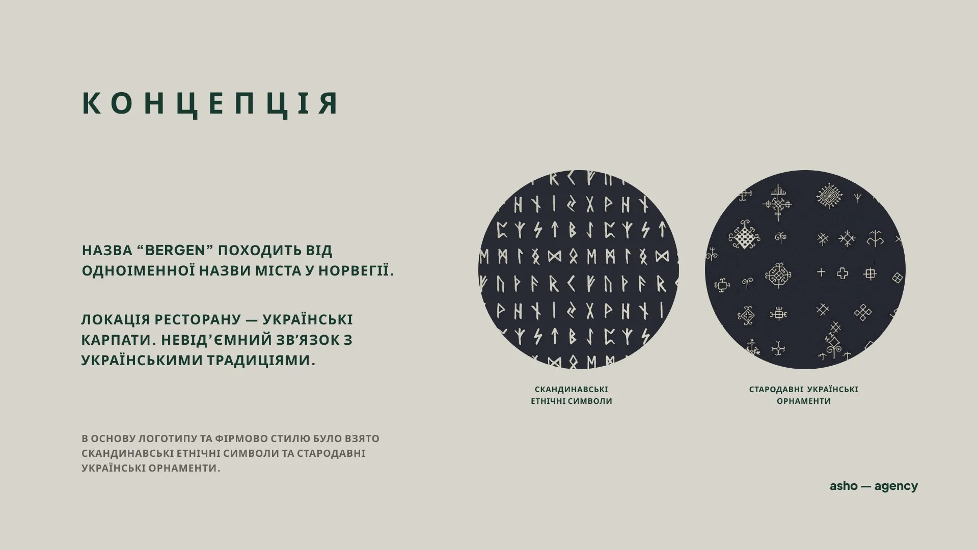 BERGEN Restaurant: Runes beside Hutsul ornament