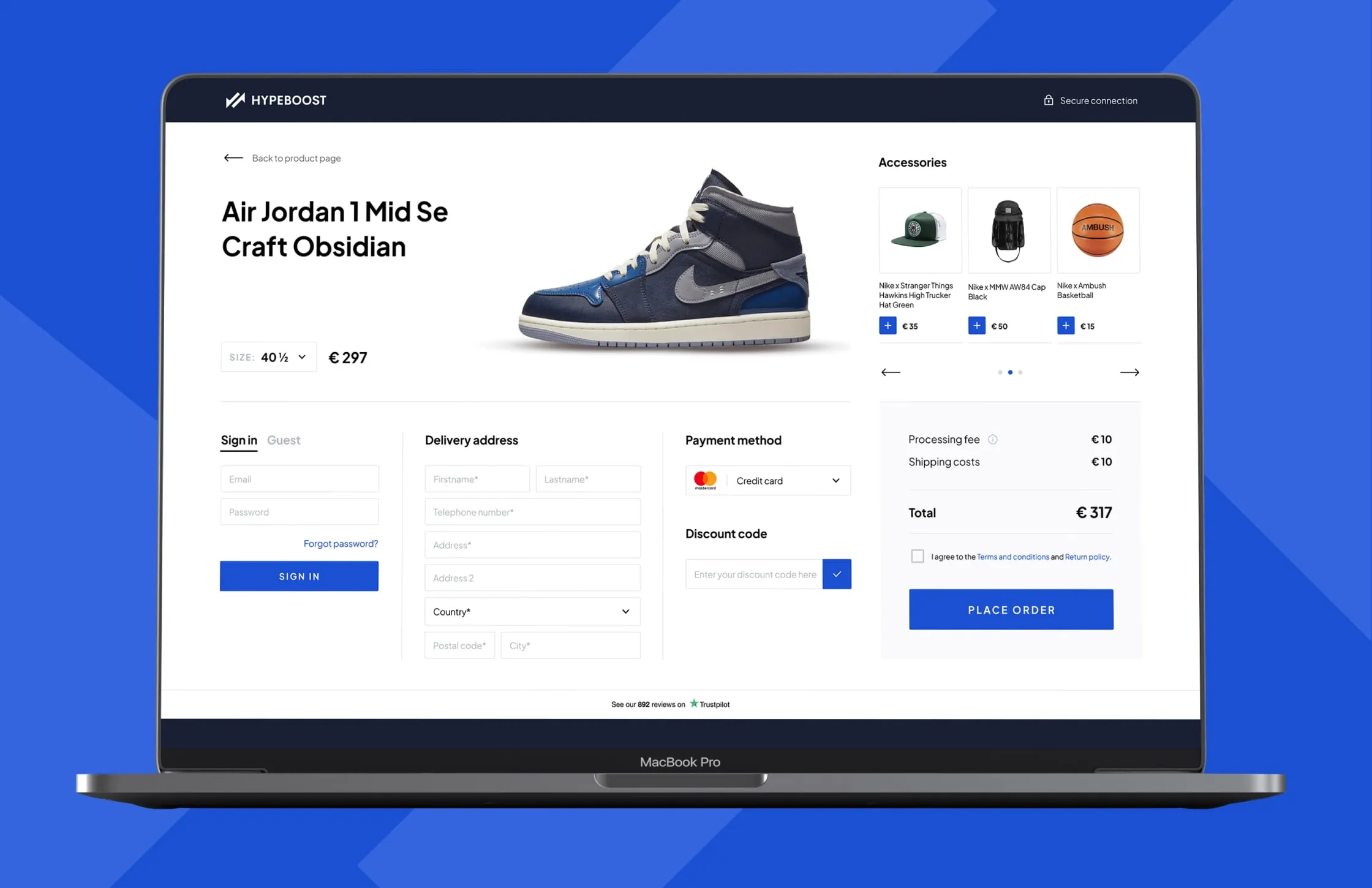 Hypeboost: Checkout on one screen