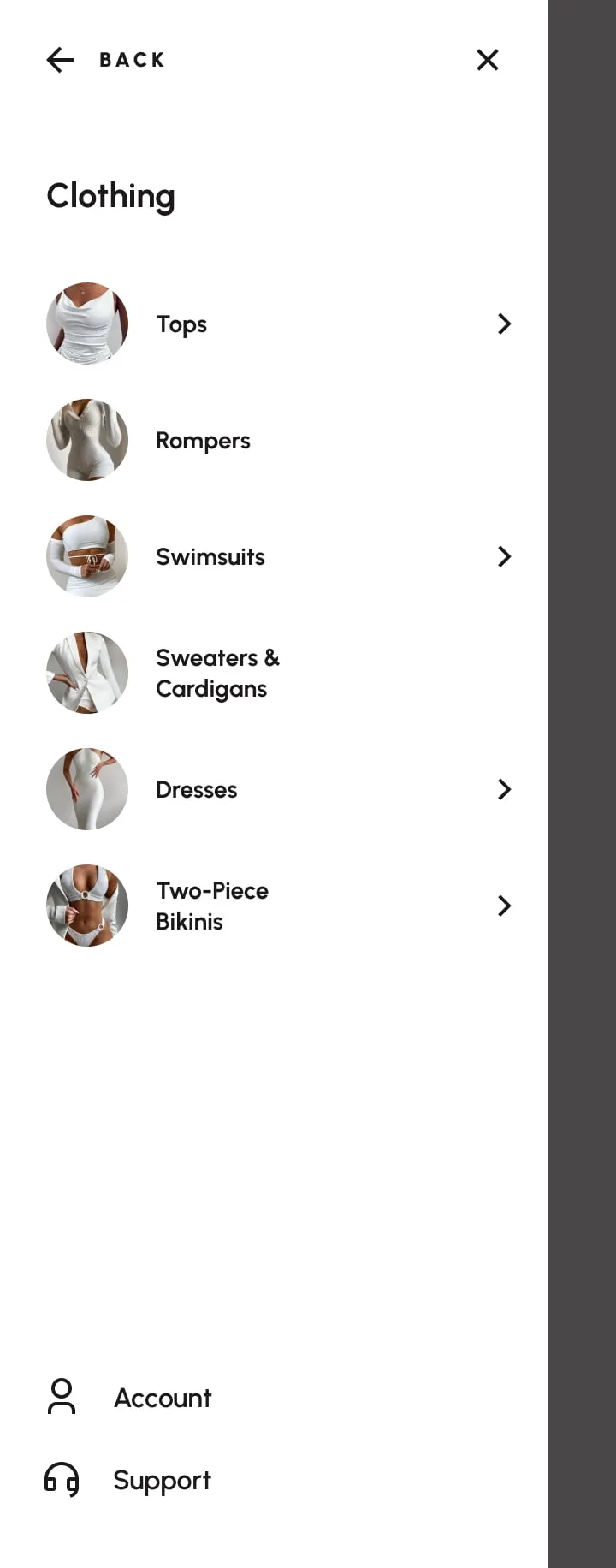 VINTAG: A menu that shows the clothes