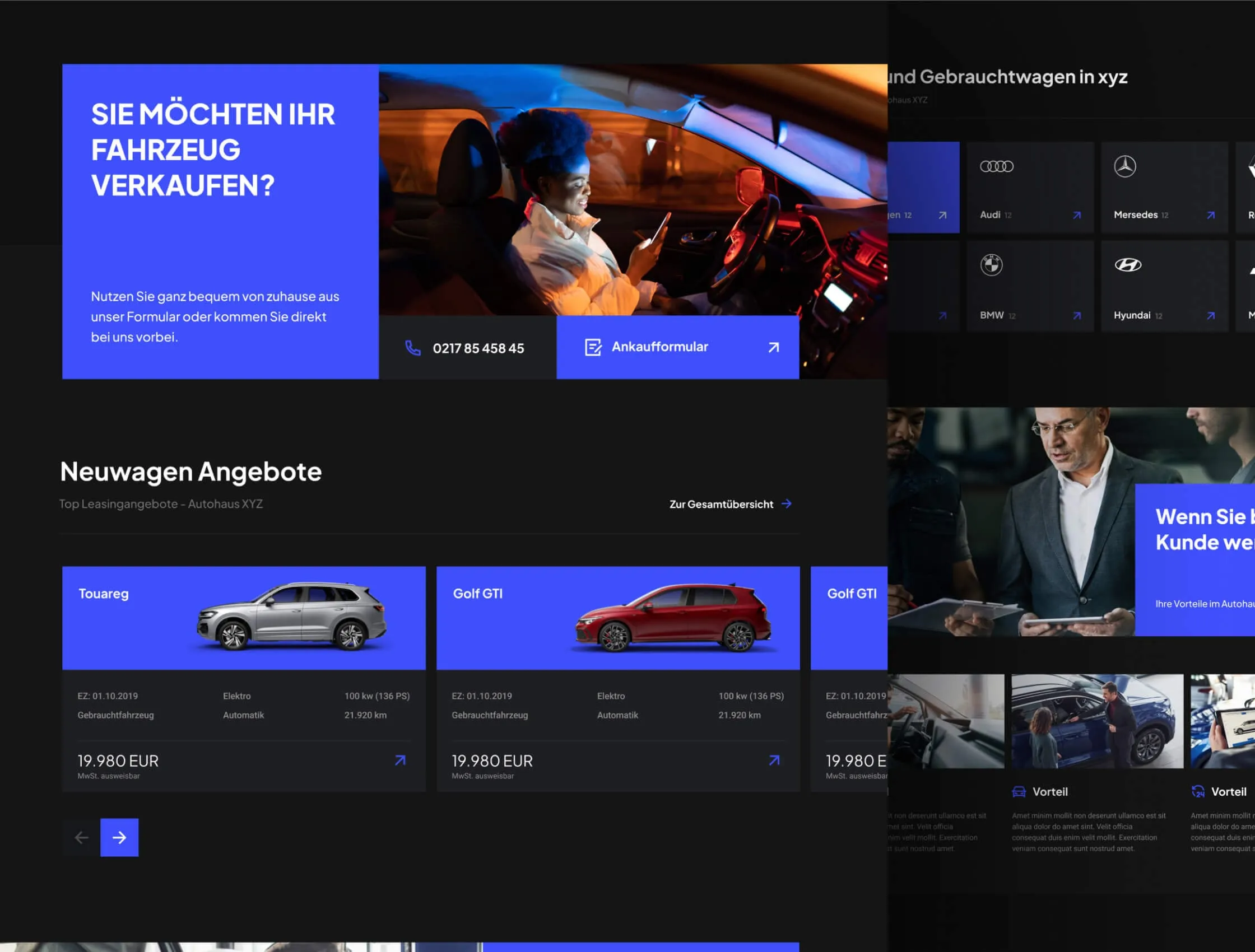 Autohaus: One blue, used as a signpost