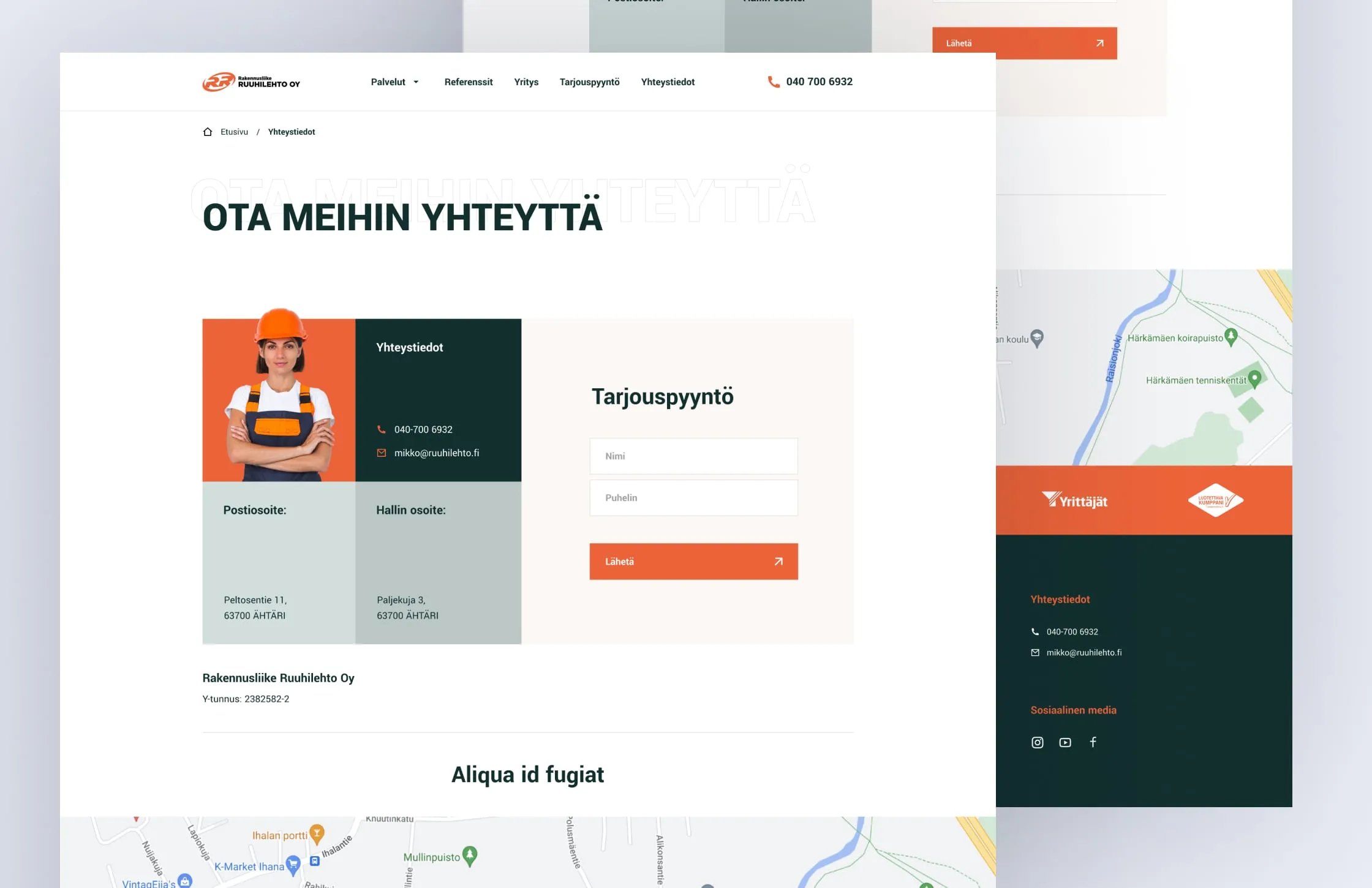 Rakennus Ruuhilehto: A person on the contact page