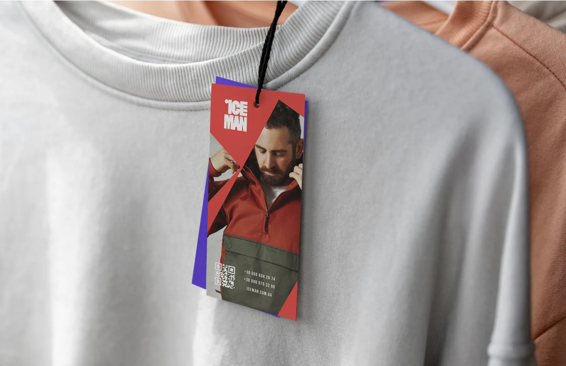 Hang tags and woven label.