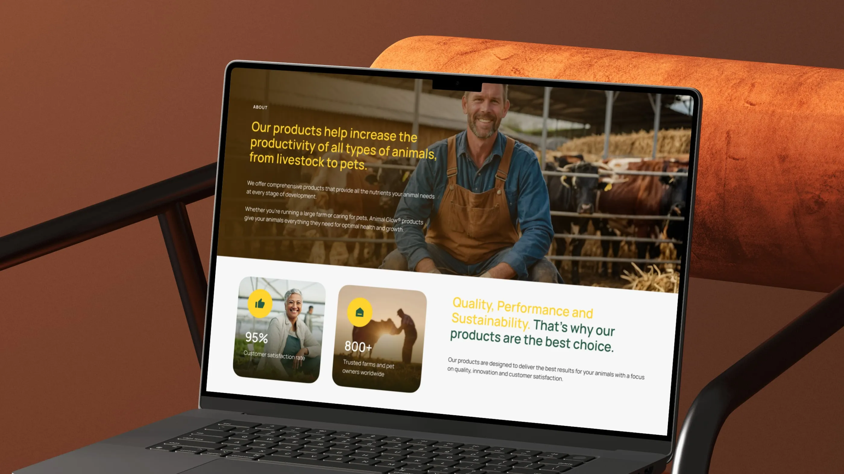 About page: the farms and people behind the product.