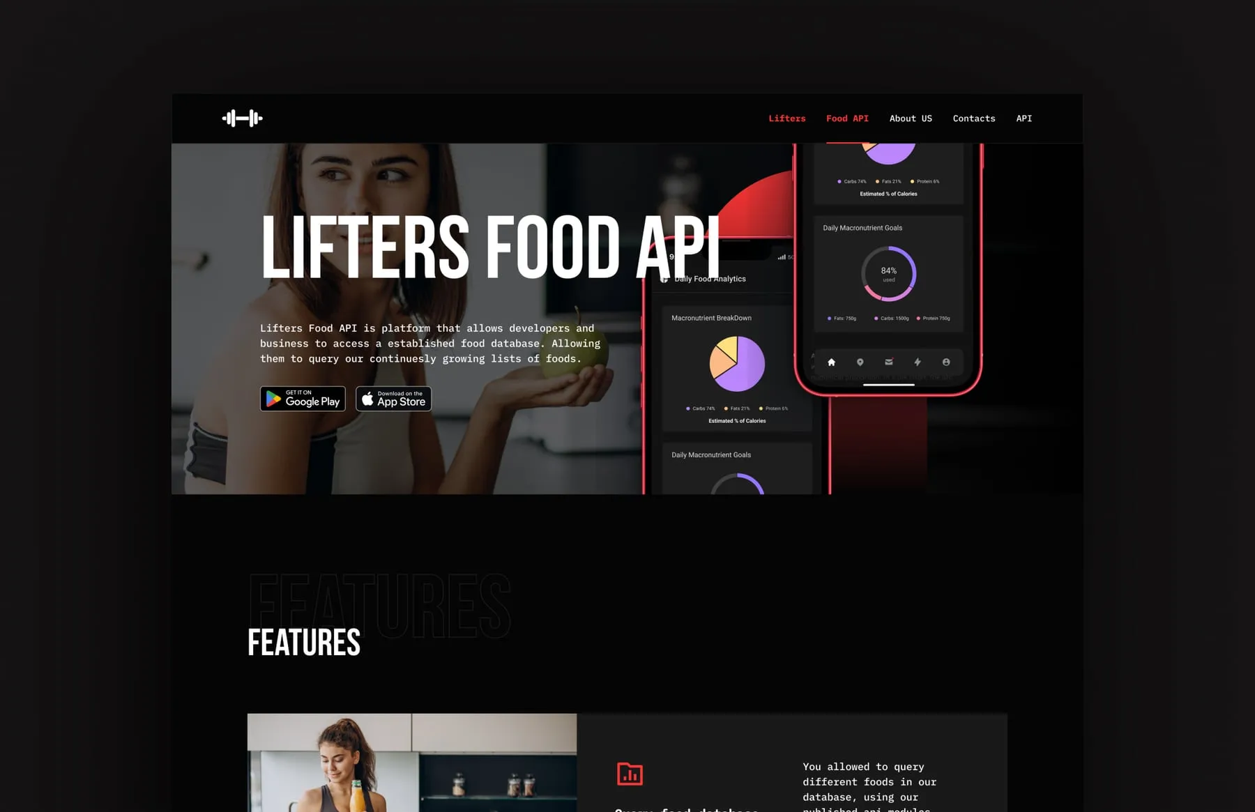 What we do, and the Food API hero.