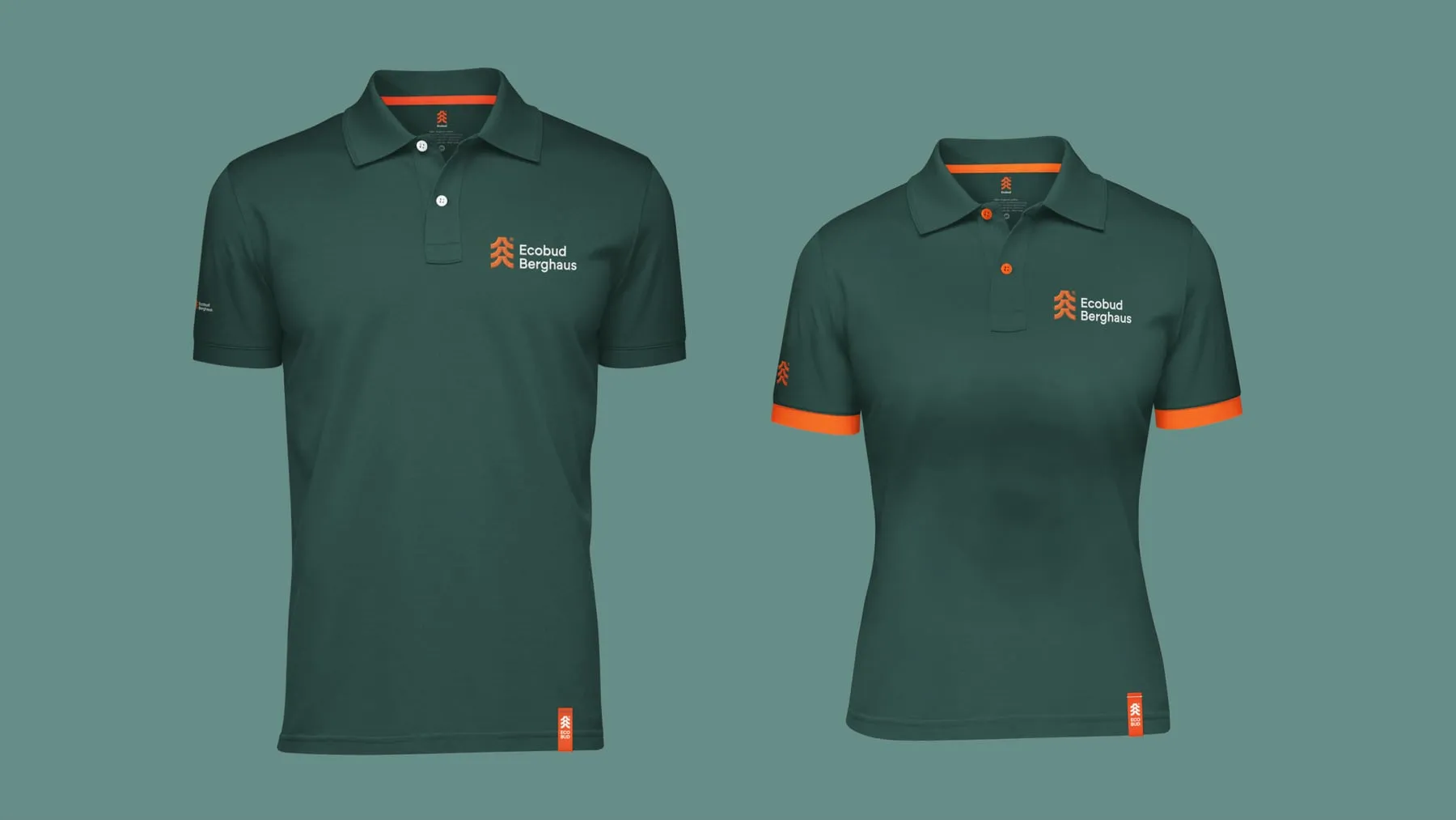 Team uniforms in Eco Green with orange trims.