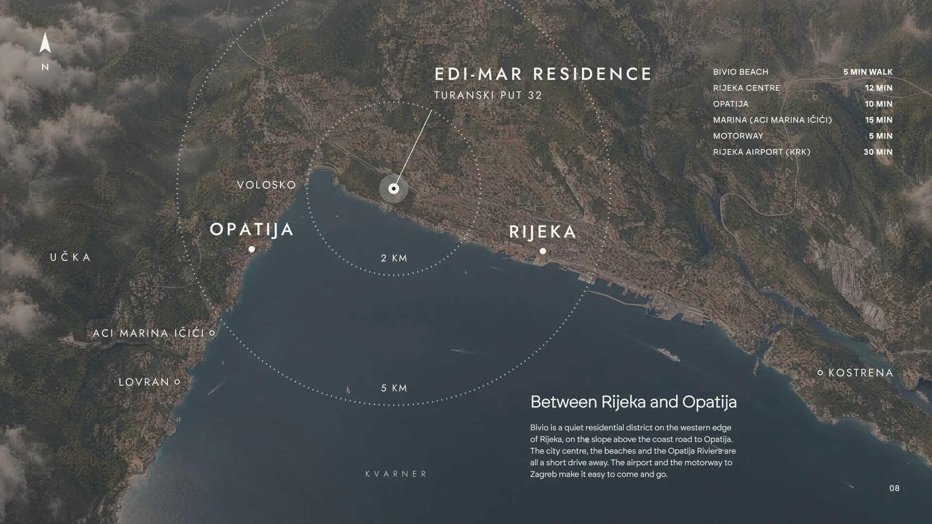 Location: between Rijeka and Opatija, and the view from the terrace.