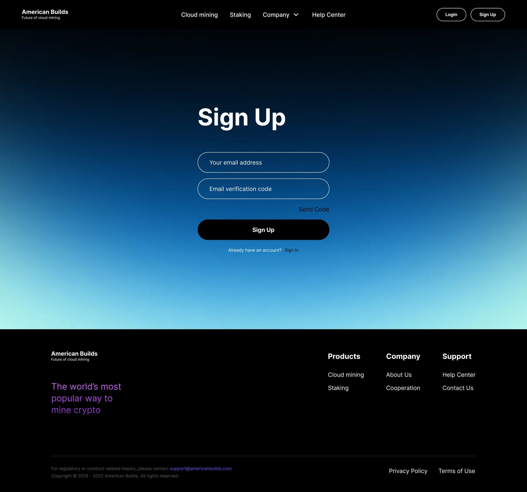 Sign in, sign up and the contact popup