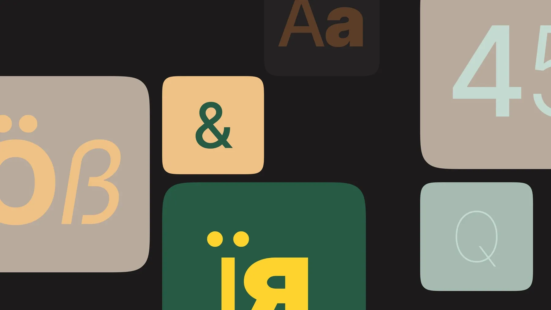 Brand elements: a four-point star, soft-cornered tiles and the Animal Glow palette.