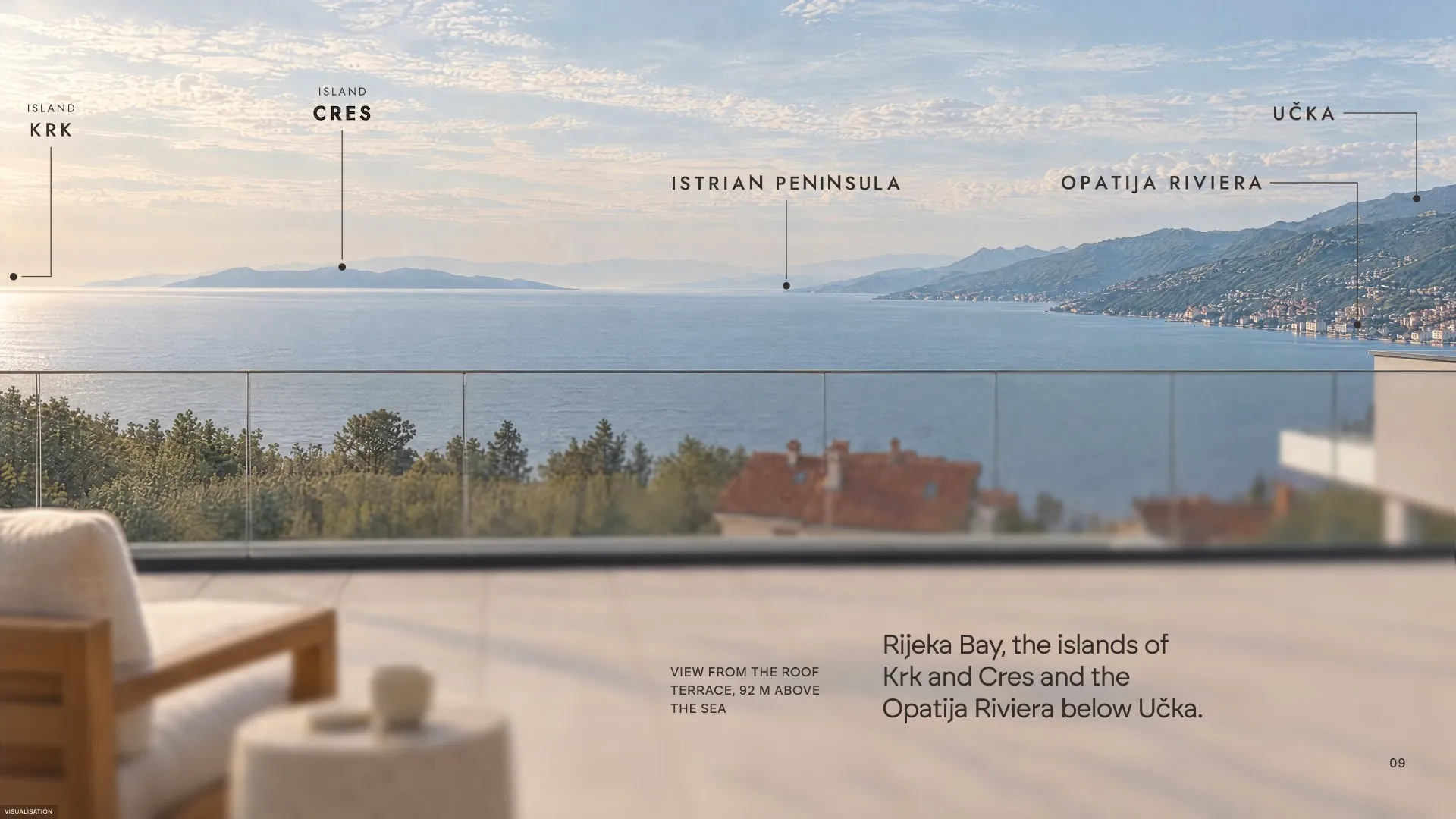 Location: between Rijeka and Opatija, and the view from the terrace.