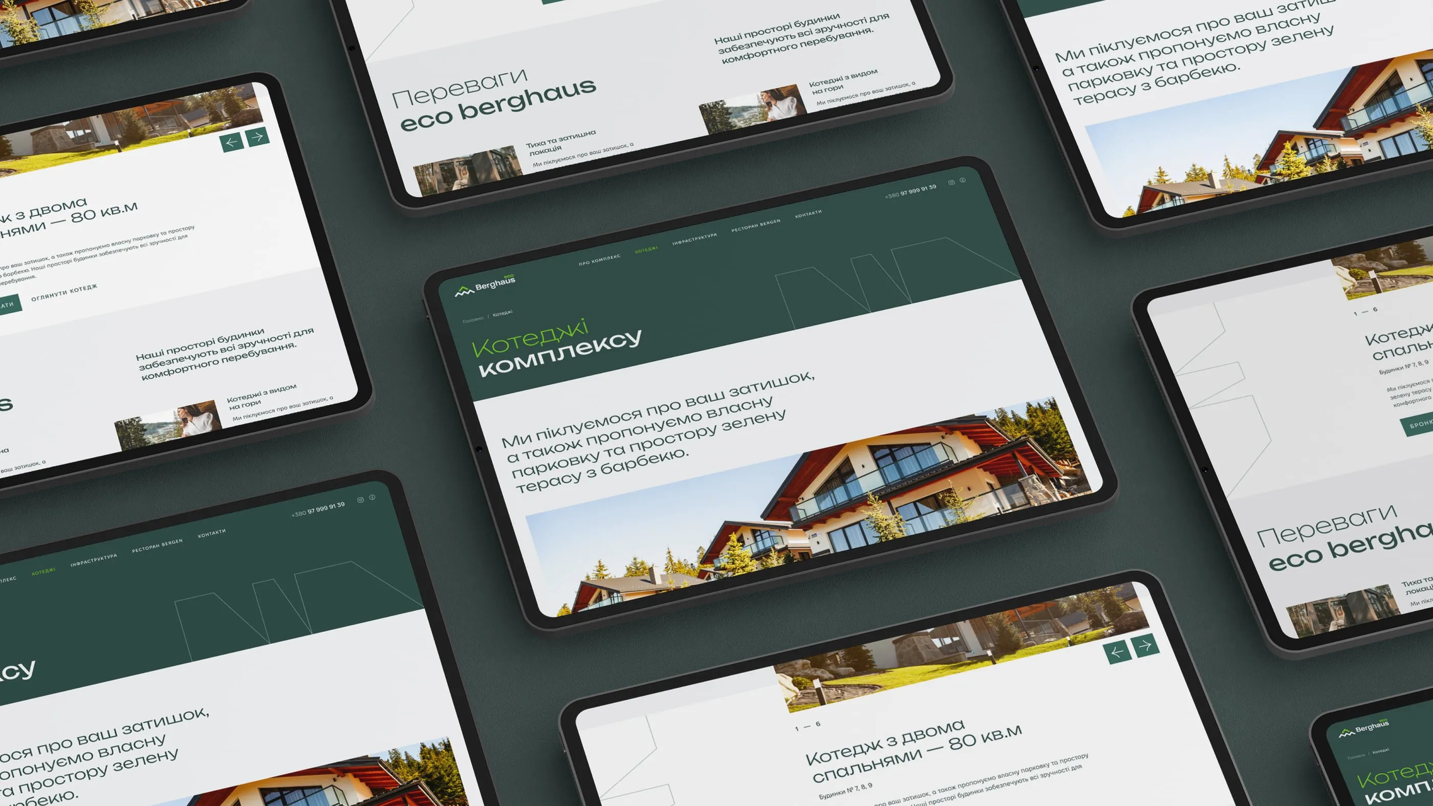 The cottages page on tablet.