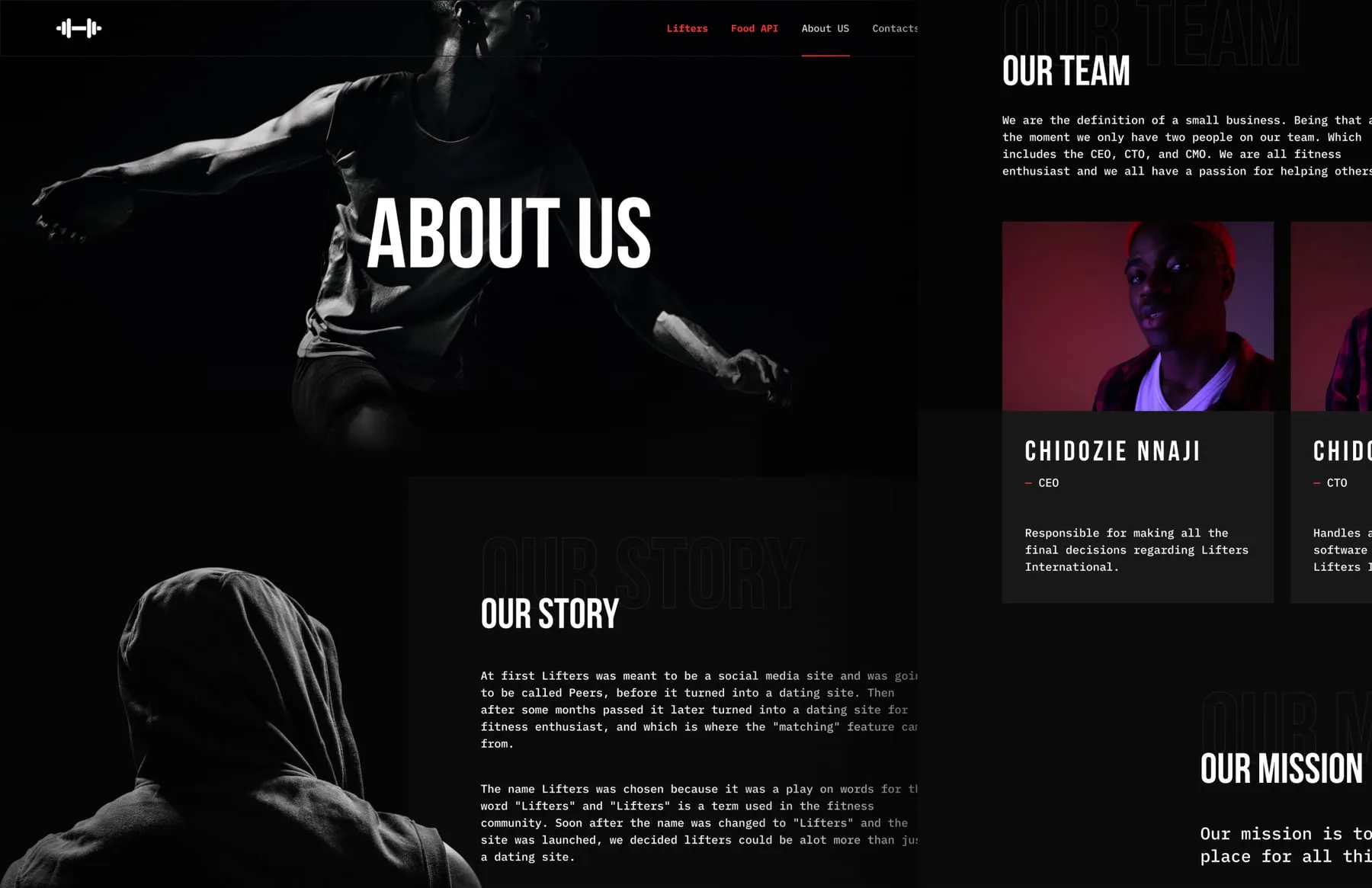 About and contact pages.