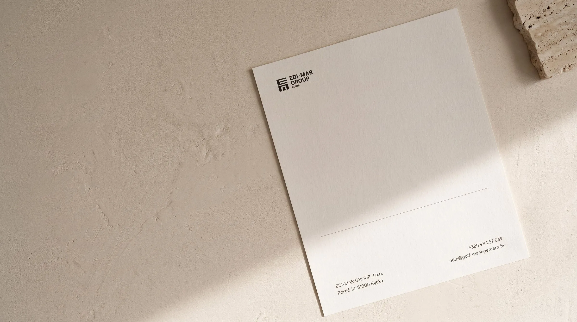 Letterhead and the sign at the plot, concepts.