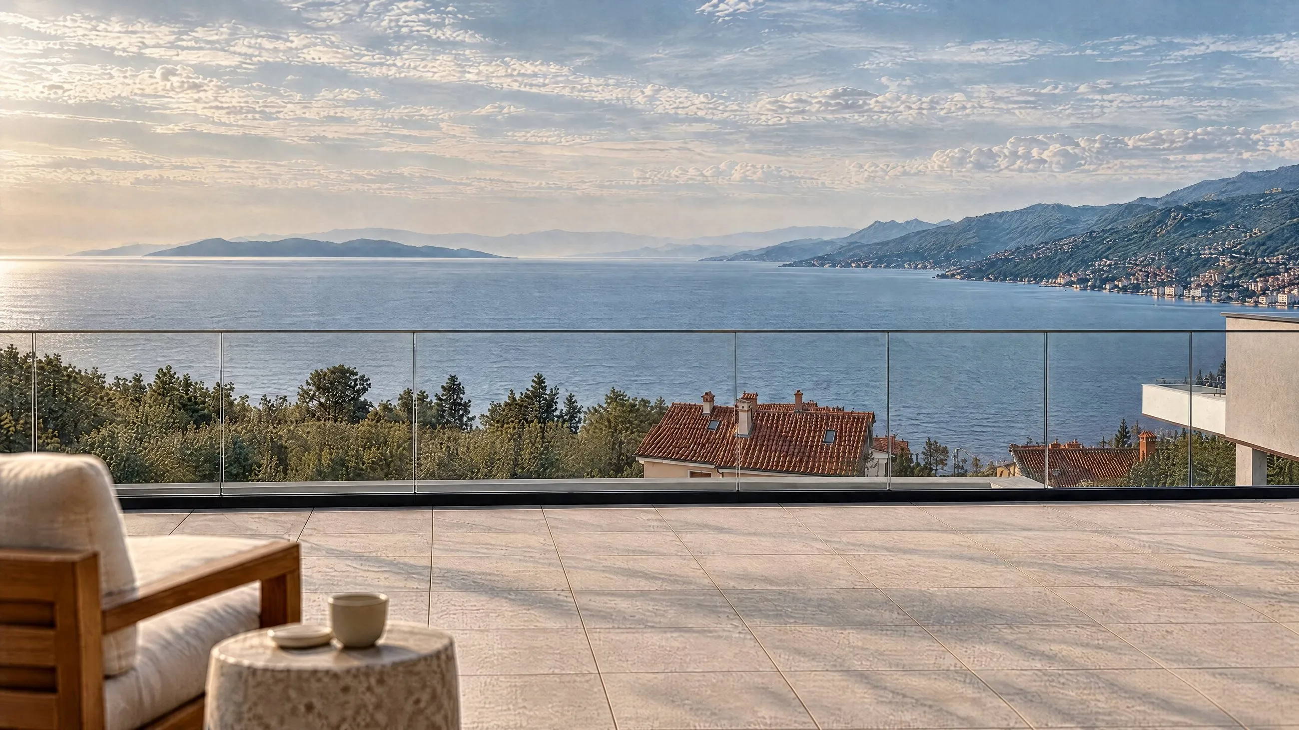 Rijeka Bay, the islands of Krk and Cres and the Opatija Riviera below Učka.