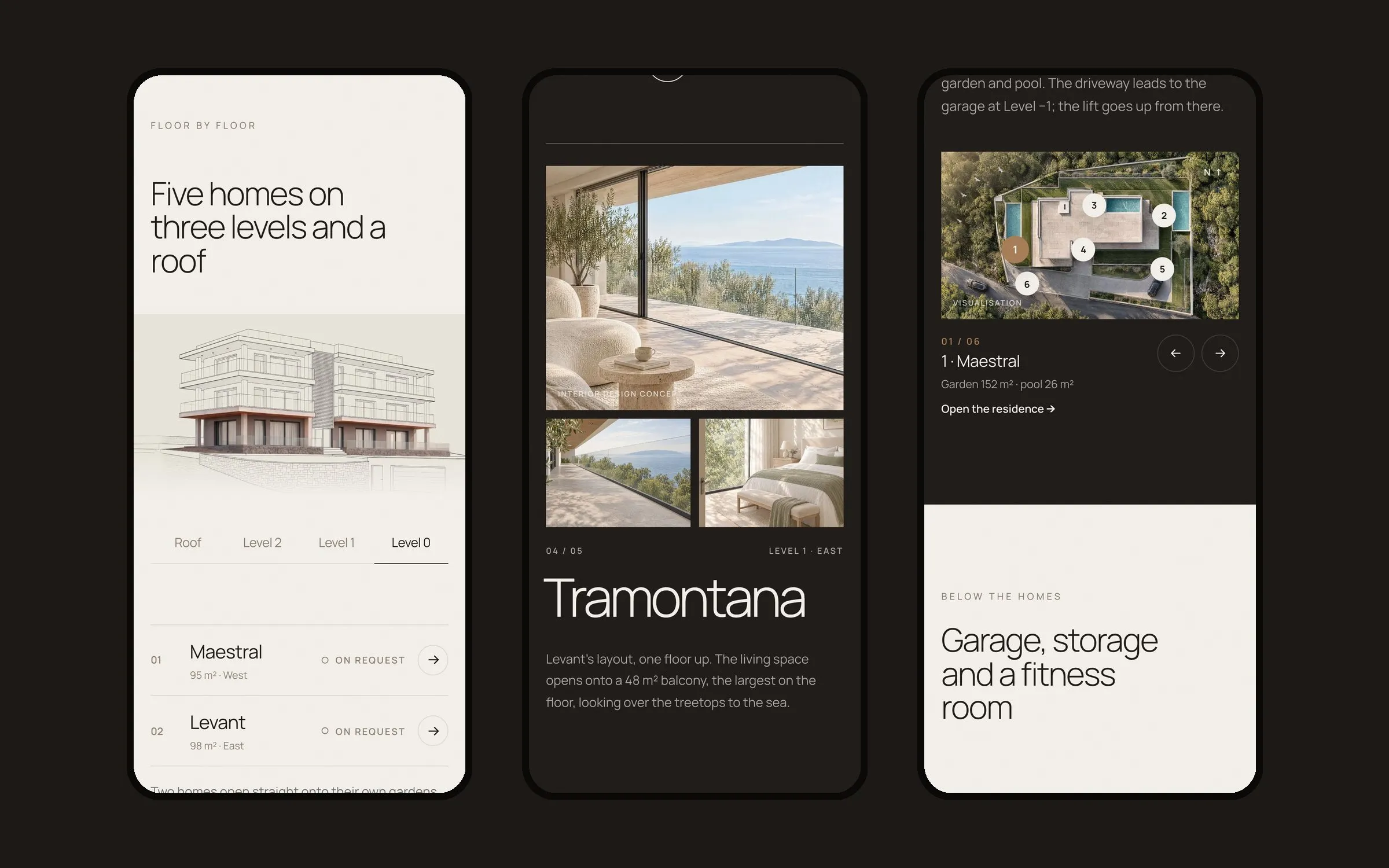 The level picker, a residence and the plot on a phone.